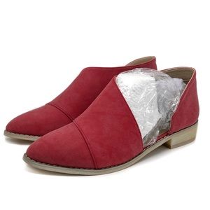 Journee Collection D’Orsay Shoe Womens Quelin Faux Suede Slip On Flat Red Size 7